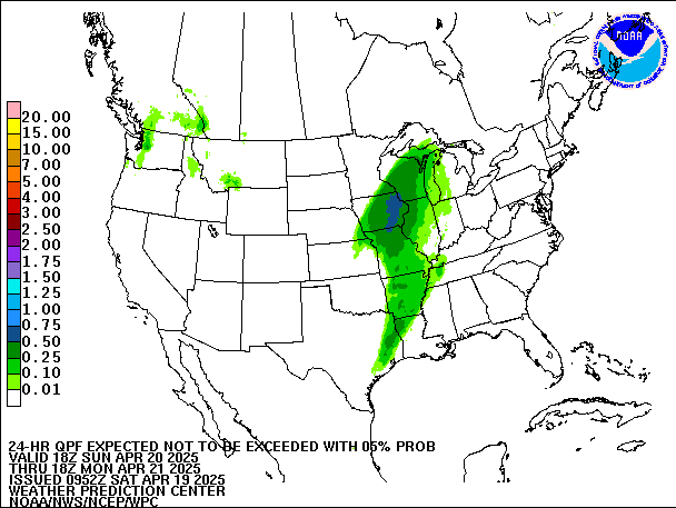 24-Hour 5th
                     Percentile QPF valid 18Z April 21, 2025