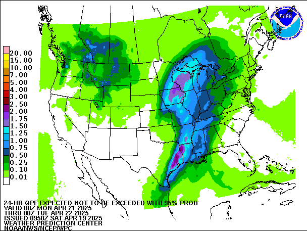24-Hour 95th
                     Percentile QPF valid 00Z April 22, 2025