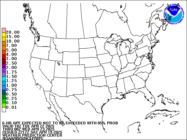 6-Hour 5th
                     Percentile QPF valid 00Z April 23, 2025