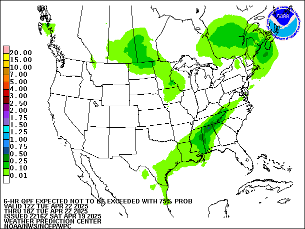 6-Hour 75th
                     Percentile QPF valid 18Z April 22, 2025