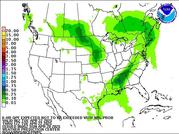 6-Hour 90th
                     Percentile QPF valid 12Z April 22, 2025