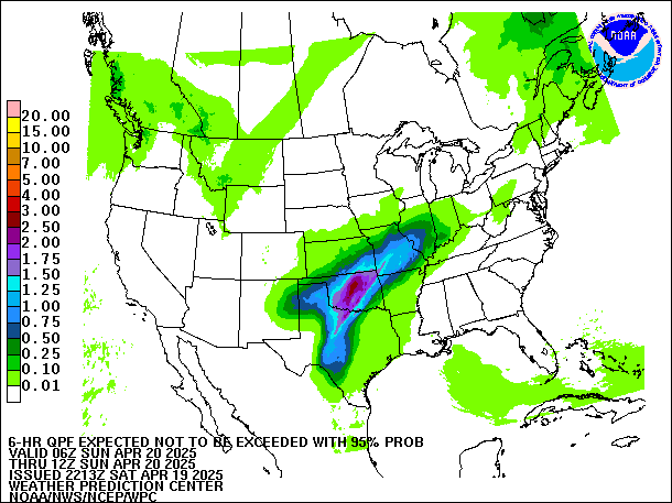 6-Hour 95th
                     Percentile QPF valid 12Z April 20, 2025