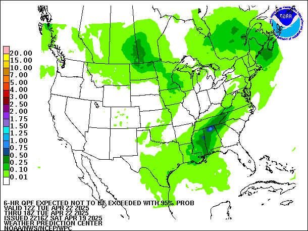 6-Hour 95th
                     Percentile QPF valid 18Z April 22, 2025