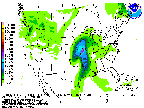 6-Hour 95th
                     Percentile QPF valid 00Z April 21, 2025