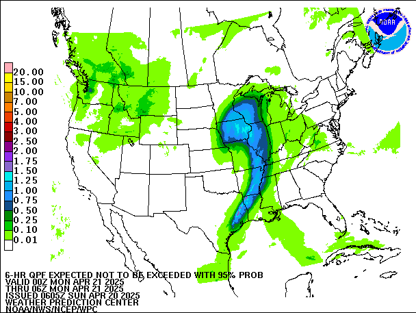 6-Hour 95th
                     Percentile QPF valid 06Z April 21, 2025