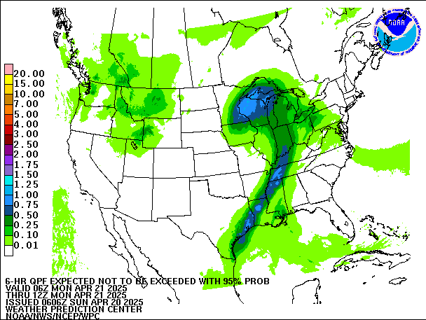6-Hour 95th
                     Percentile QPF valid 12Z April 21, 2025