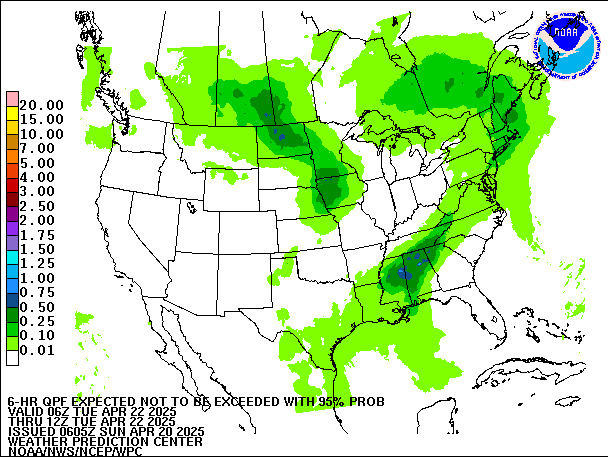 6-Hour 95th
                     Percentile QPF valid 12Z April 22, 2025